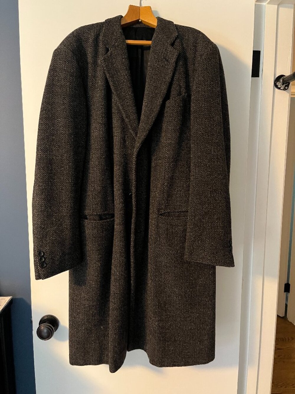 Vintage Armani Collezioni Herringbone Tweed Overcoat
